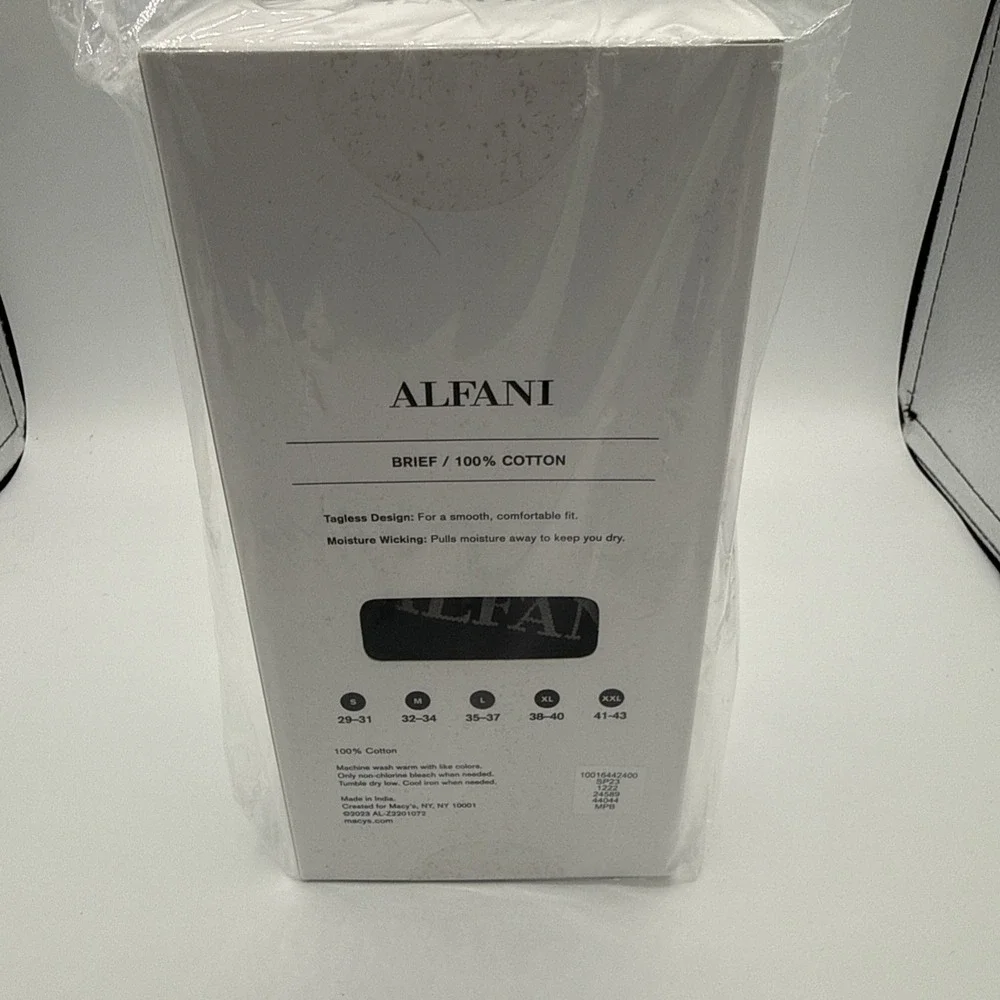 Alfani Mens Size XXL (41-43) 4 Pack Briefs Tagless Cotton Black New in Box